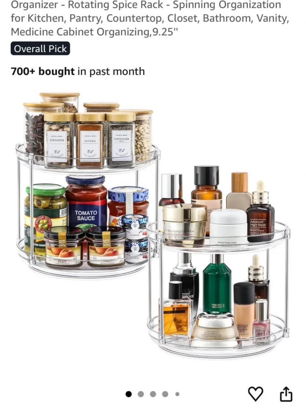 Clear Plastic organizer lazy Susan